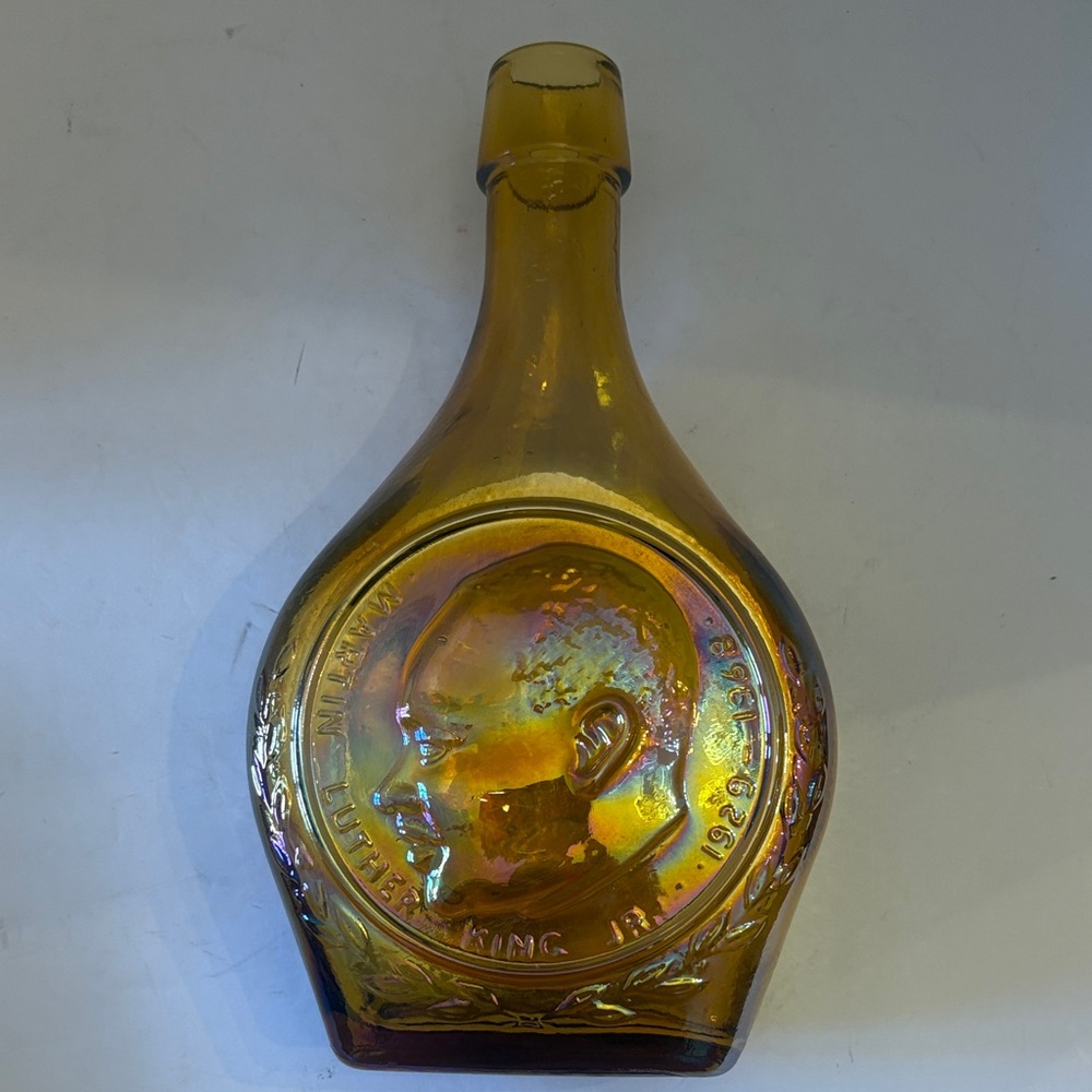 Amber Commemorative Art Glass Bottle